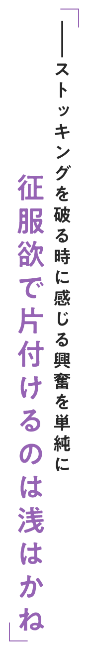 ストッキングを破る時に感じる興奮を単純に征服欲で片付けるのは浅はかね　