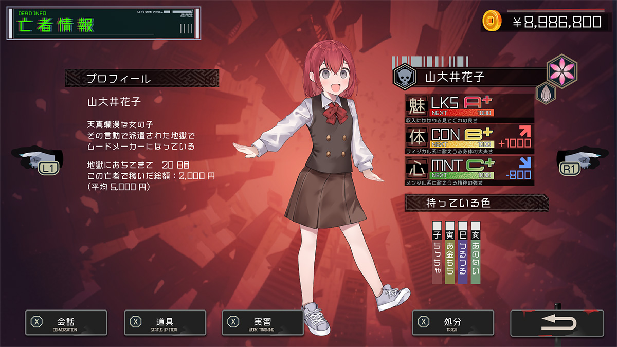 ゲーム画面：地獄送り