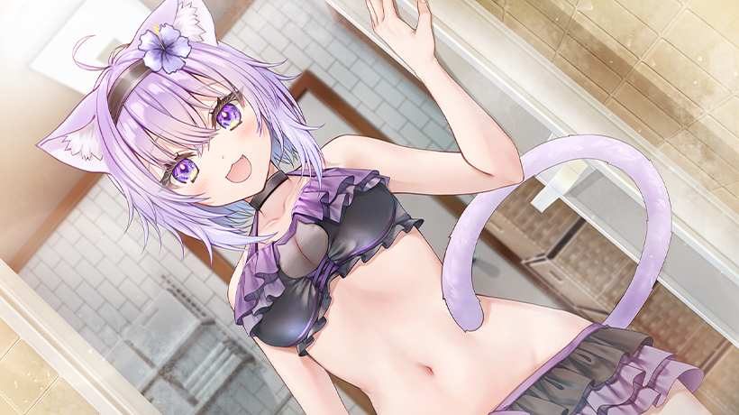 お風呂に入っているとおかゆが乱入！でも意外におかゆも照れてしまって……。