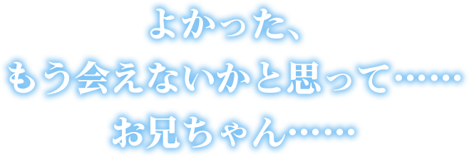 よかった、もう会えないかと思って……お兄ちゃん……